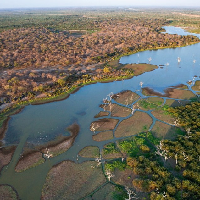aerial view of the selous game reserve