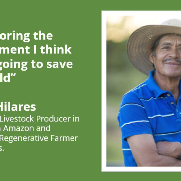 Portrait of Mauro Hilares with quote "by restoring the environment I think we are going to save our world"