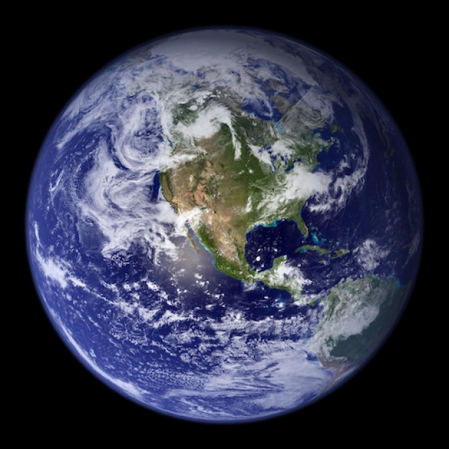 Planet Earth from space showing north America and the Atlantic and Pacific Oceans