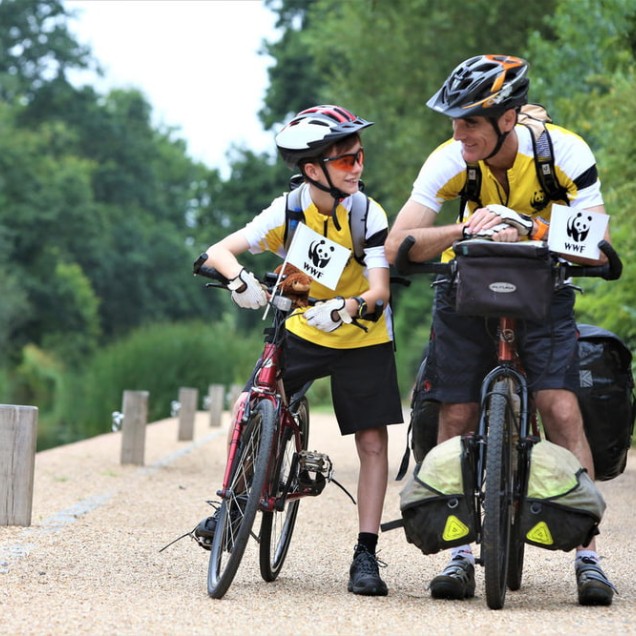 Dad and Son before their bike ride from Woking to Switzerland