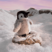 Penguin cuddly toy with background