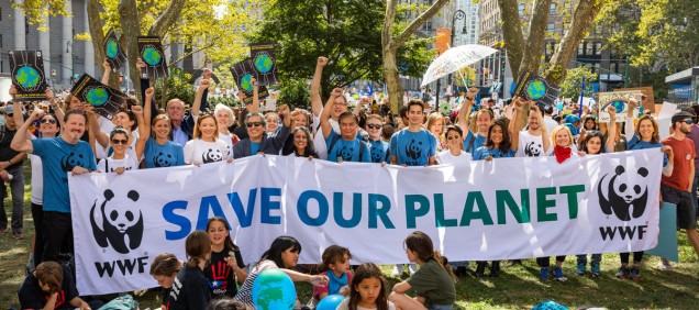 a save our planet WWF march in New York
